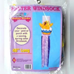 RARE Vtg Easter Garden Wind Sock by BUNNY WORKS Easter Chick Egg Tassels peep